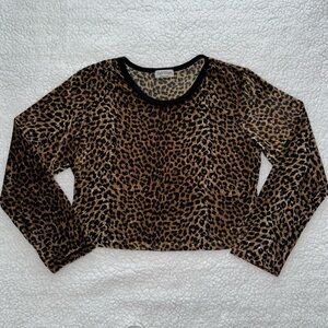 VTG Y2K velvet animal leopard cheetah print long sleeve top made in USA 90s sz M